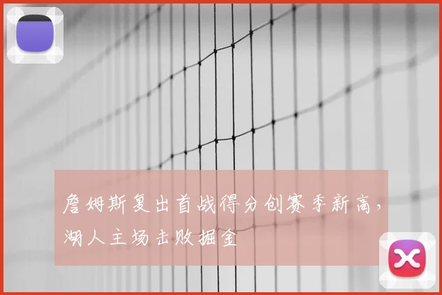 詹姆斯复出首战得分创赛季新高，湖人主场击败掘金