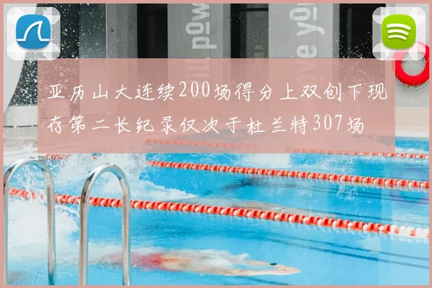 亚历山大连续200场得分上双创下现存第二长纪录仅次于杜兰特307场