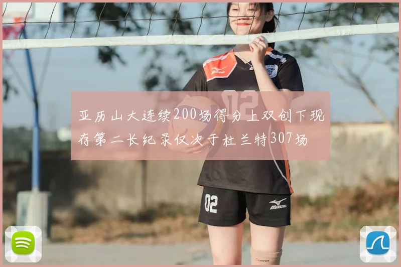 亚历山大连续200场得分上双创下现存第二长纪录仅次于杜兰特307场