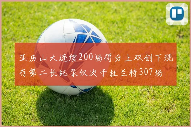 亚历山大连续200场得分上双创下现存第二长纪录仅次于杜兰特307场